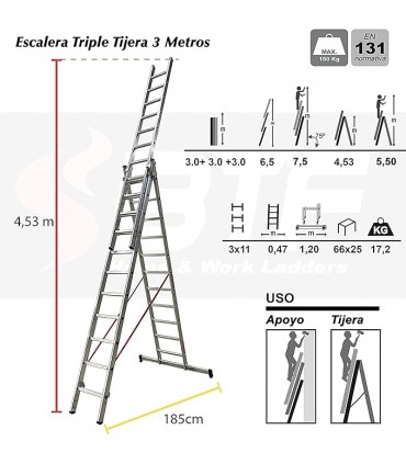 Escalera 3 tramos 7 metros 3X11